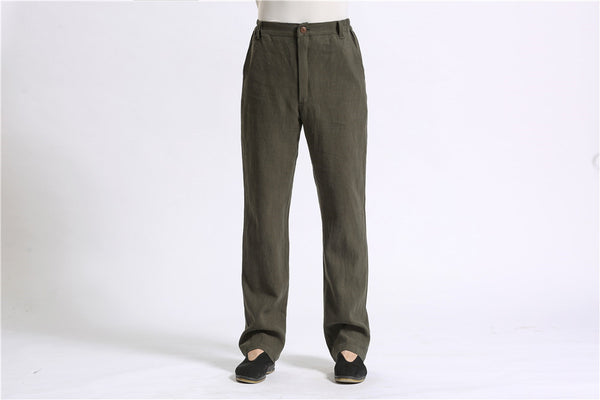 30% Sale!!! Men Pure Color Cotton and Linen Straight Type Casual Pants