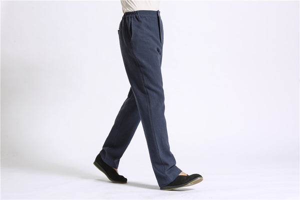 30% Sale!!! Men Pure Color Cotton and Linen Straight Type Casual Pants