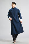 Men Tranditional Chinese KungFu Style Tunic Type Linen and Cotton Coat