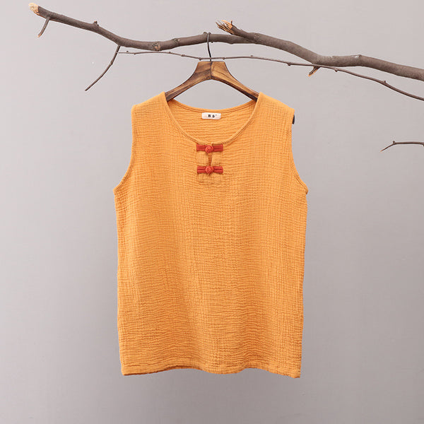 Women Chinese Style Loose Cotton and Linen Vest