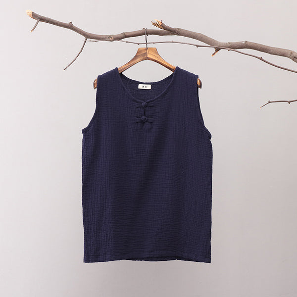 Women Chinese Style Loose Cotton and Linen Vest