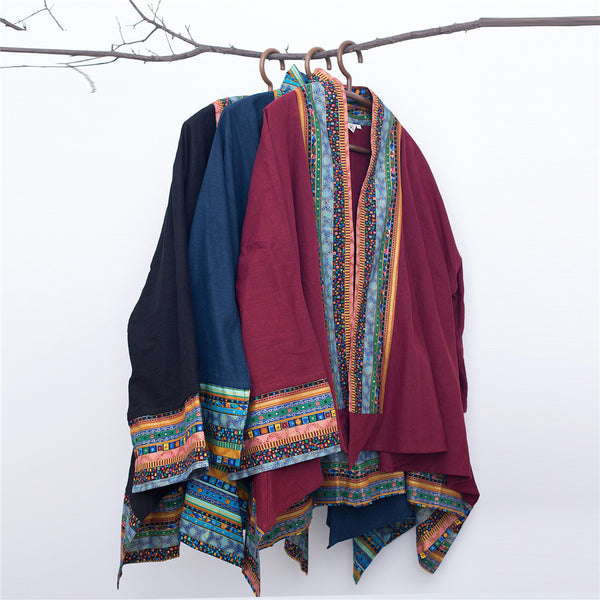 Men Retro Chinese Folk Style Linen and Cotton Poncho