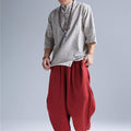 30% Sale!!! Men New Style Loose Pure Color Linen Hanging Crotch Pants