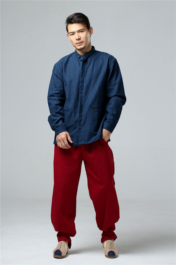 Men Simple Style Linen and Cotton Jacket