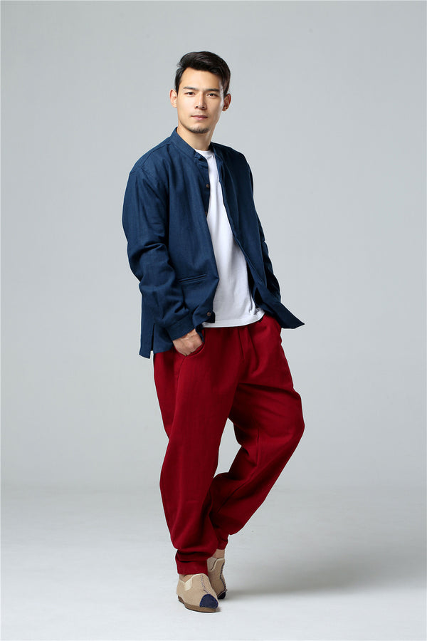 Men Simple Style Linen and Cotton Jacket