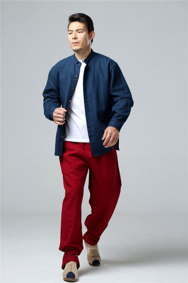 Men Simple Style Linen and Cotton Jacket