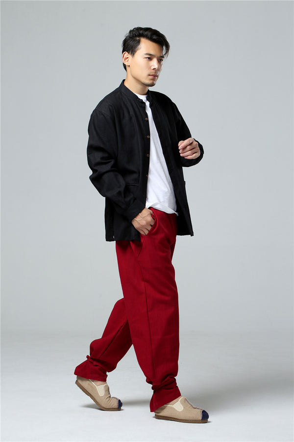 Men Simple Style Linen and Cotton Jacket