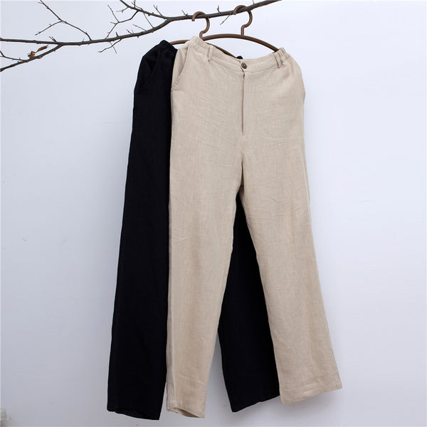 30% Sale!!! Men Pure Color Cotton and Linen Straight Type Casual Pants