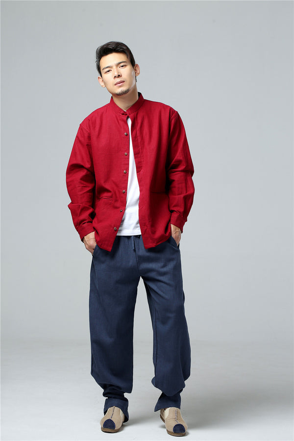 Men Simple Style Linen and Cotton Jacket