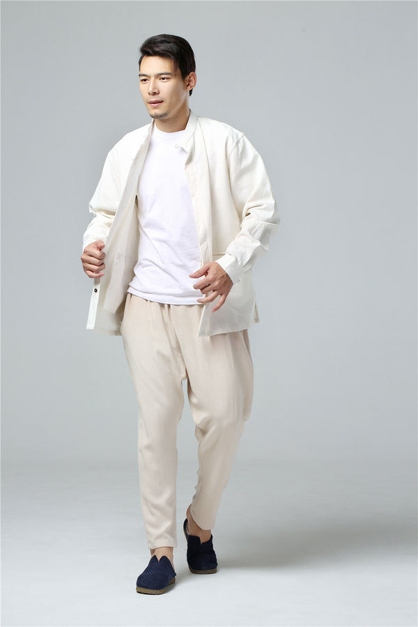 Men Simple Style Linen and Cotton Jacket