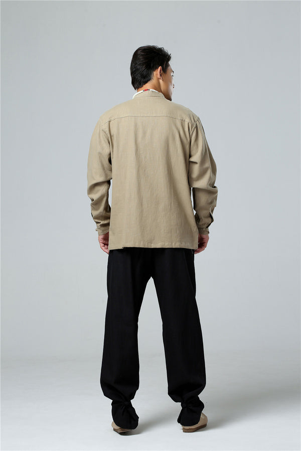 Men Simple Style Linen and Cotton Jacket