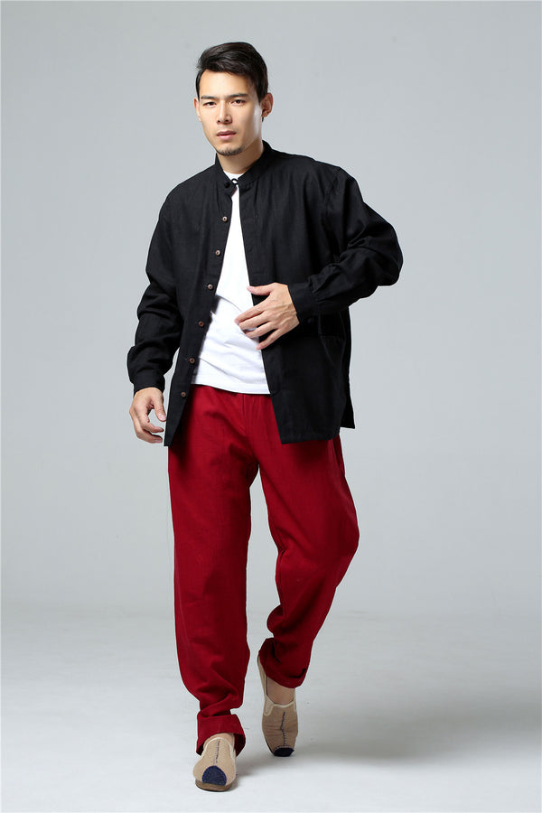 Men Simple Style Linen and Cotton Jacket