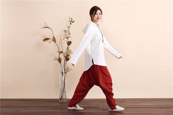 Women Retro Style Linen and Cotton Hoodies