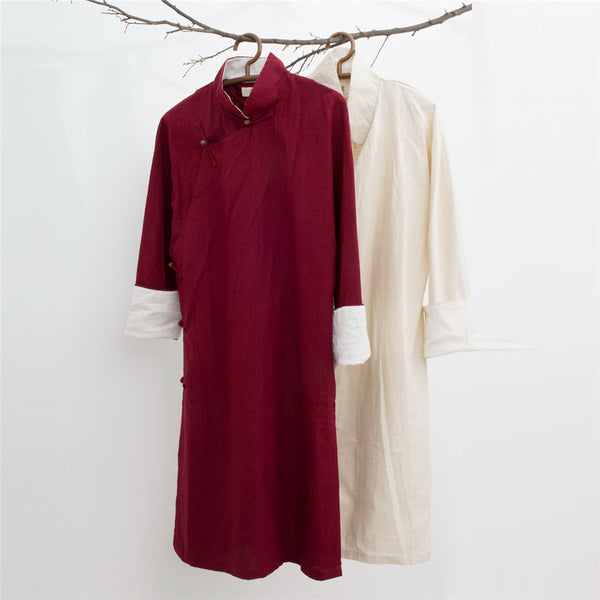 Women Traditional Chinese Style Linen and Cotton Dress