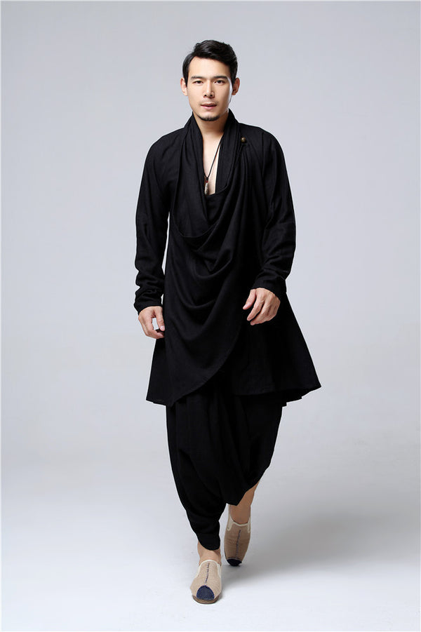 30% Sale!!! Men Eastern Zen Style Kung Fu Tai Chi Hanfu Zen Linen and Cotton Clothes Set (Top + Pant)