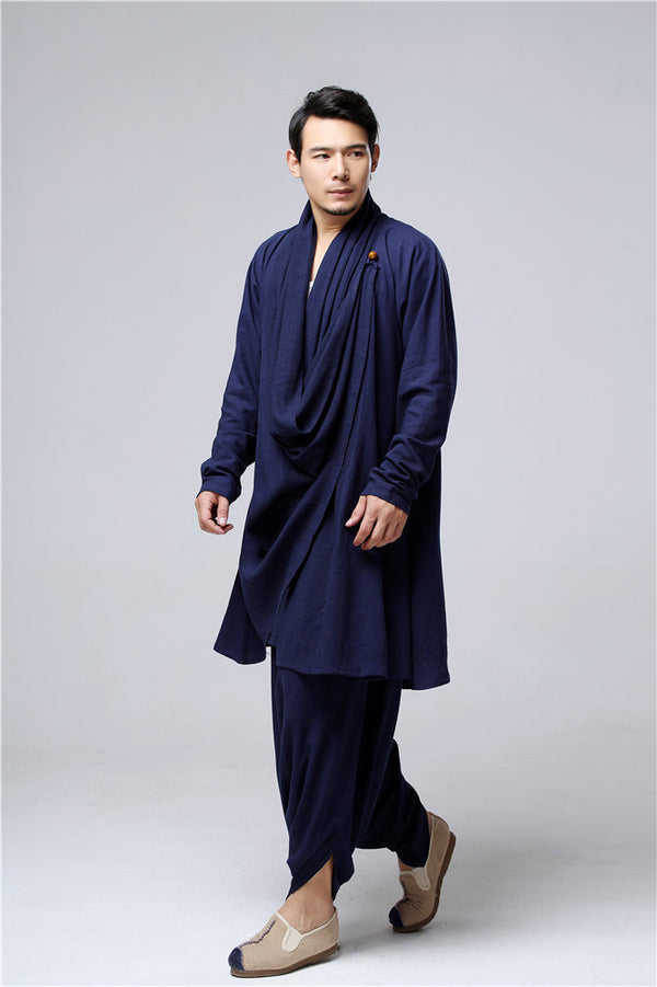 30% Sale!!! Men Eastern Zen Style Kung Fu Tai Chi Hanfu Zen Linen and Cotton Clothes Set (Top + Pant)