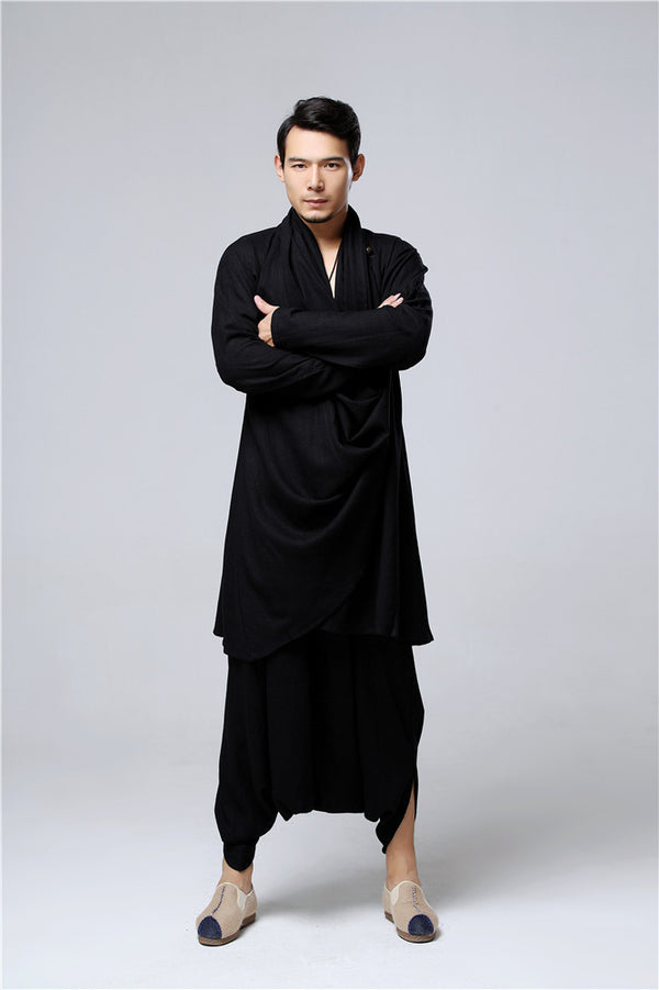 30% Sale!!! Men Eastern Zen Style Kung Fu Tai Chi Hanfu Zen Linen and Cotton Clothes Set (Top + Pant)