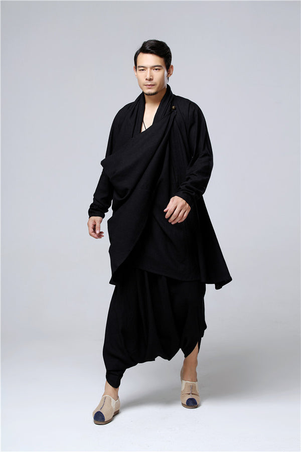 30% Sale!!! Men Eastern Zen Style Kung Fu Tai Chi Hanfu Zen Linen and Cotton Clothes Set (Top + Pant)