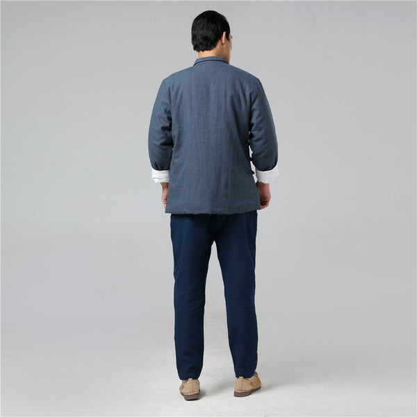 Men Chinese Style Linen and Cotton Quilted Jacket