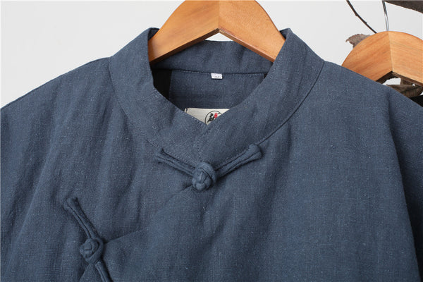 Men Chinese Style Linen and Cotton Quilted Jacket