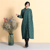 Women Asian Style Long Top Buckle Linen and Cotton Dress (inner with velvet)