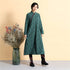 Women Asian Style Long Top Buckle Linen and Cotton Dress (inner with velvet)