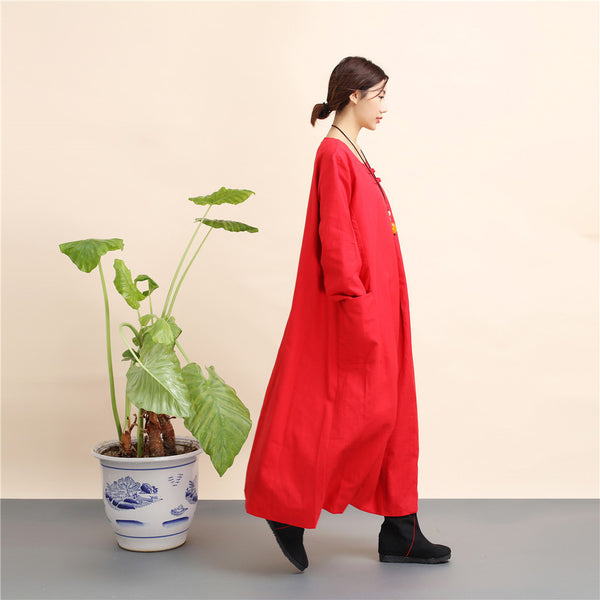 Women New Loose Style Hanfu Linen and Cotton Tea Zen Dress