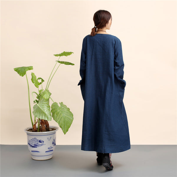 Women New Loose Style Hanfu Linen and Cotton Tea Zen Dress