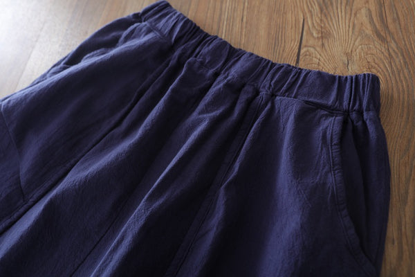 Women Linen and Cotton Bud Midi Skirt