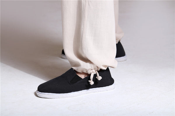 Men Casual Pure Color Loose Cotton and Linen Chinese KungFu Pants