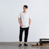 Men Buckle Zen Style Linen and Cotton Short Sleeve Tops