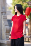 Original Retro Asian Style Slim Women’s cotton and linen Short-Sleeve blouses