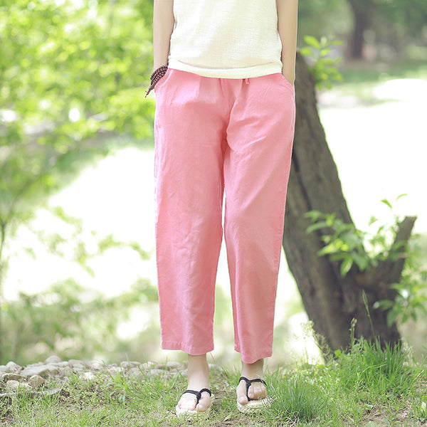 30% Sale!!!  Women Simple Casual Light Linen and Cotton Cropped Pant (Capri)