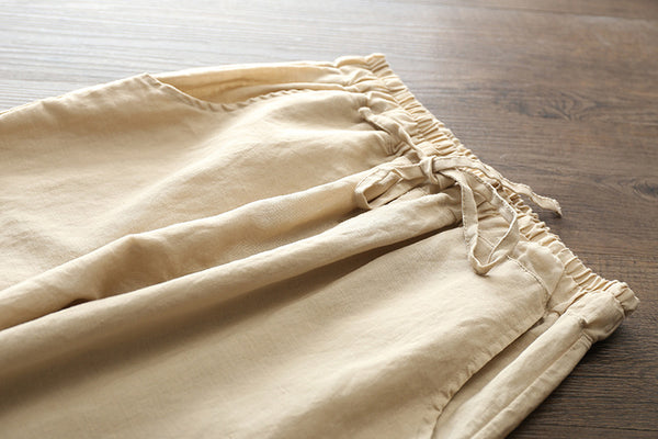 30% Sale!!!  Women Simple Casual Light Linen and Cotton Cropped Pant (Capri)