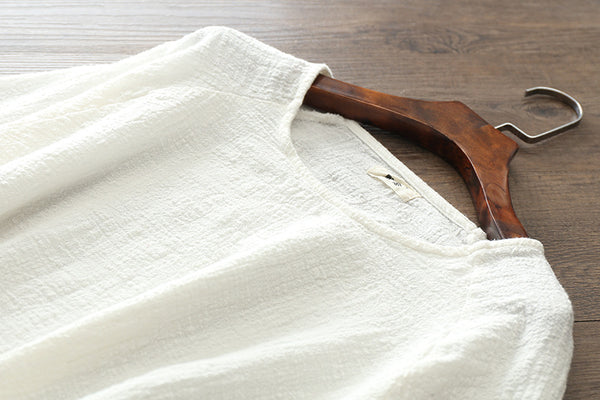 Women Cotton and Linen Loose Large Size T-shirt