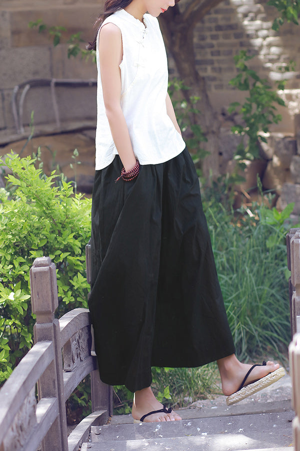 Women Yoga Style Loose Large Size Linen and Cotton Wide Leg Pants