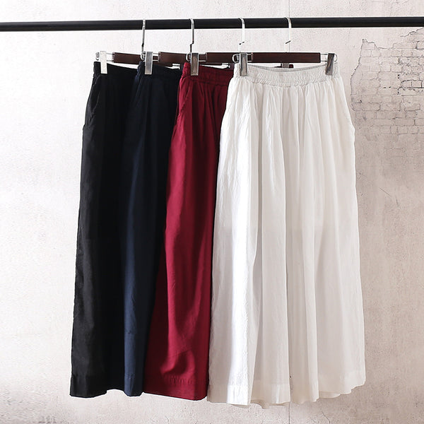 Women Yoga Style Loose Large Size Linen and Cotton Wide Leg Pants