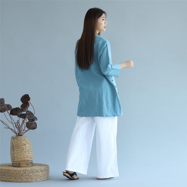 Women Chinese Traditional Style Linen and Cotton KungFu TaiChi HanFu Zen Tunics