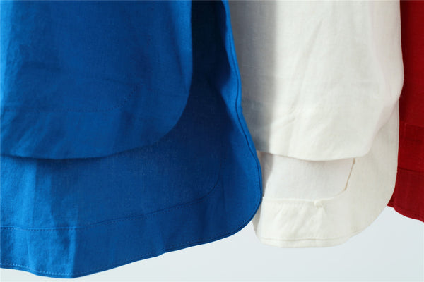 Women Retro Pure Color Three-Quarter Sleeve Above Knee Dress Type Tunic