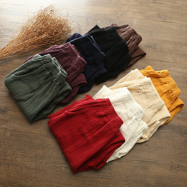 Women Simple Casual Linen and Cotton Pants