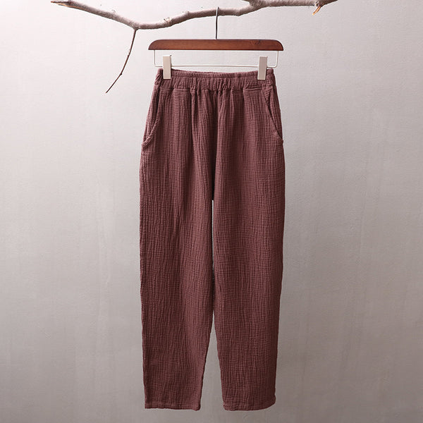 Women Simple Casual Linen and Cotton Pants