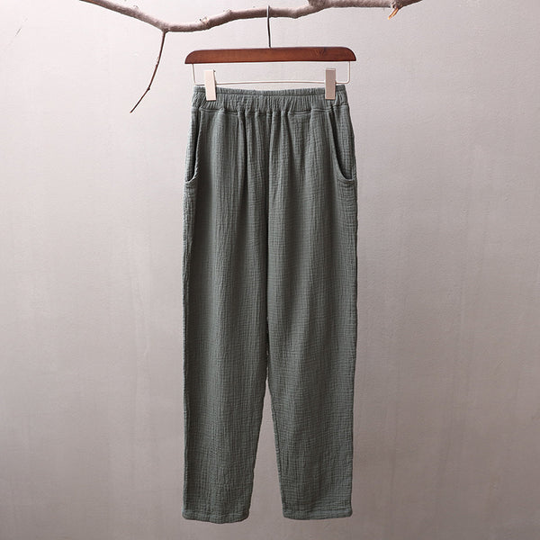 Women Simple Casual Linen and Cotton Pants