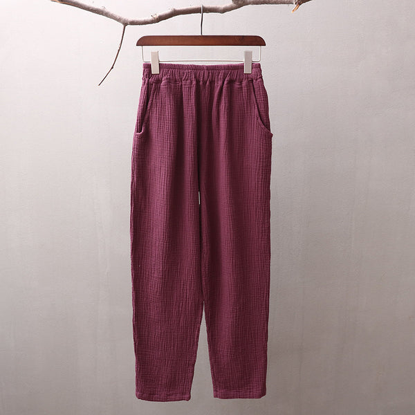 Women Simple Casual Linen and Cotton Pants