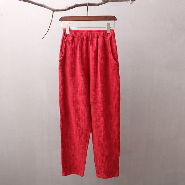 Women Simple Casual Linen and Cotton Pants
