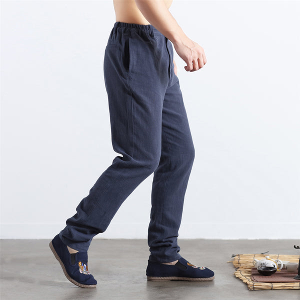 30% Sale!!! Men Pure Color Cotton and Linen Straight Type Jogger Pants