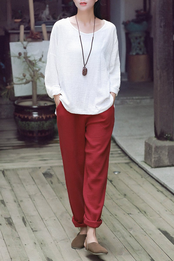 30% Sale!!! Women Simple Casual Linen and Cotton Pants