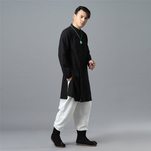 Men Asian Style Long-sleeved Linen and Cotton Tunics