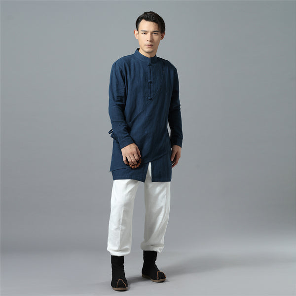 Men Modern Hangfu Kungfu Zen Style Linen and Cotton Tunics