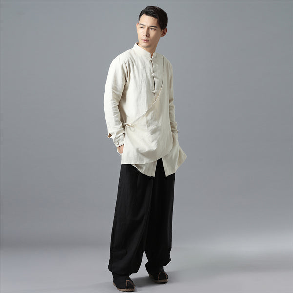 Men Modern Hangfu Kungfu Zen Style Linen and Cotton Tunics