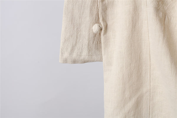 Men Asian Zen Style Long-sleeved Linen and Cotton Tunics